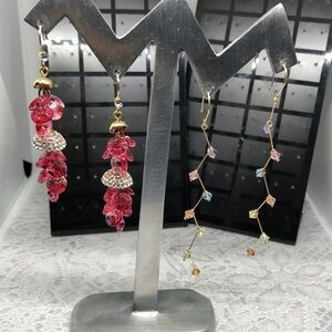 Sparkling crystal beads long statement earrings